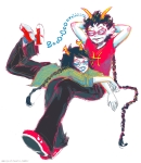 2014 alternate_hair casual chubsintubs dancestors dream_ghost fashion fullres hair_braid_sirens meenah_peixes palerom shipping text vriska_serket zodiac_symbol