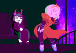  2023 aspect_symbol crown fashion fullres homestuck:_beyond_canon image_manipulation jaggy_lines kanaya_maryam light_aspect mourner_robe native_source offkilterkeys redrom rose_lalonde rosemary shipping sitting 