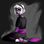 2018 alyykeavvylo back_angle black_squiddle_dress fullres grimdark rose_lalonde sitting solo