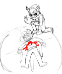  2024 aspect_symbol blood blood_aspect caligvlasaqvarivm dead eridan_ampora fullres grayscale highlight_color karkat_vantas kneeling lying meme quest_bed shades_of_aquarius sketch 