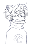  2012 fullres grayscale karkat_vantas lineart monochrome smiling_karkat solo starter_outfit worthikids 