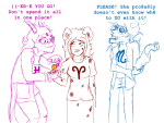  2014 aradia_megido chastyn feferi_peixes fullres lineart monochrome starter_outfit text vriska_serket 