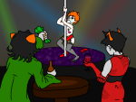  2014 alcohol back_angle beverage body_hair chastyn crying dancing fullres hsg kanaya&#039;s_red_dress kanaya_maryam metastuck nepeta_leijon no_hat starter_outfit undergarments 