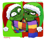  2018 artist_collaboration caliborn calliope cherubim fullres hat holidaystuck lystheni scarf scarf_sharing siblings:caliborncalliope sketchoodles text 