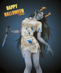  2025 alinajames blood eyepatch fullres halloweenstuck knife medical_uniform no_glasses solo text vriska_serket 