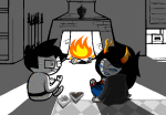  2019 animated back_angle broken_source con_heir fire food fullres jaggy_lines john's_house john_egbert redrom shipping sitting starter_outfit toreodere vriska_serket 